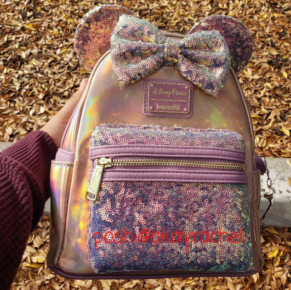 Loungefly Disney Parks EARidescent Walt Disney World 50th Mini Backpack pink